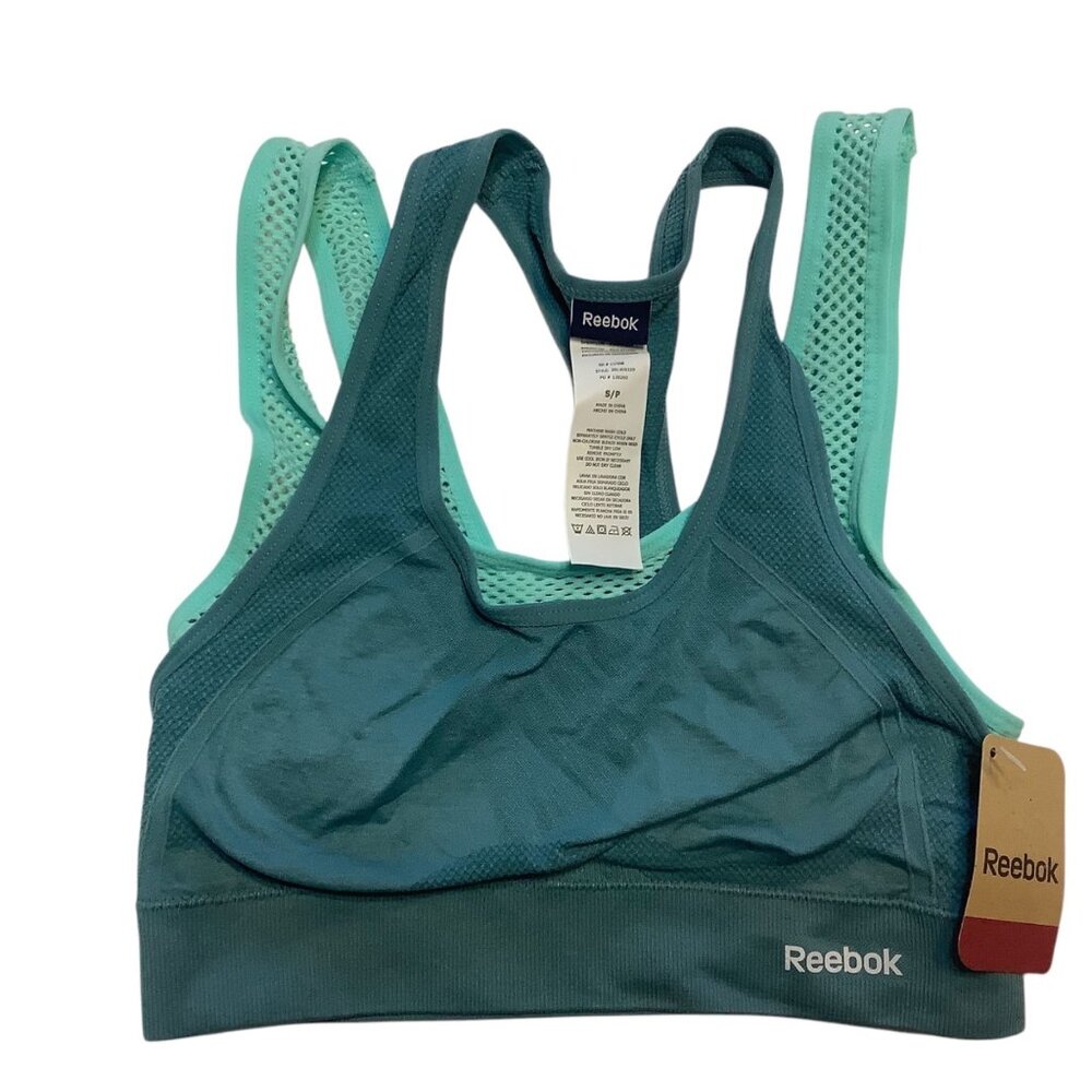 Reebok Teal Racerback Sports Bra Women Small Nylon Elastane Double Strap NEW NWT